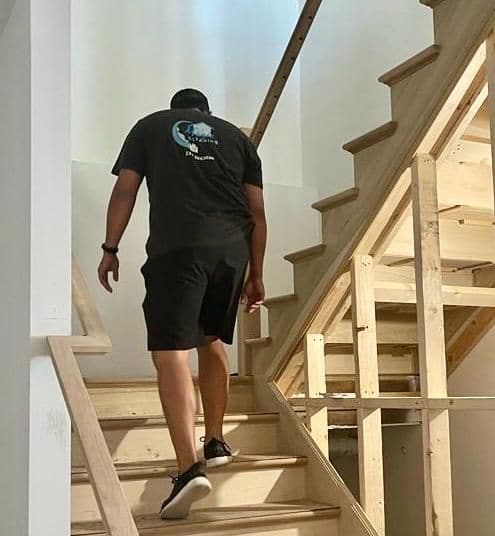 A newly built room being cleaned after construction